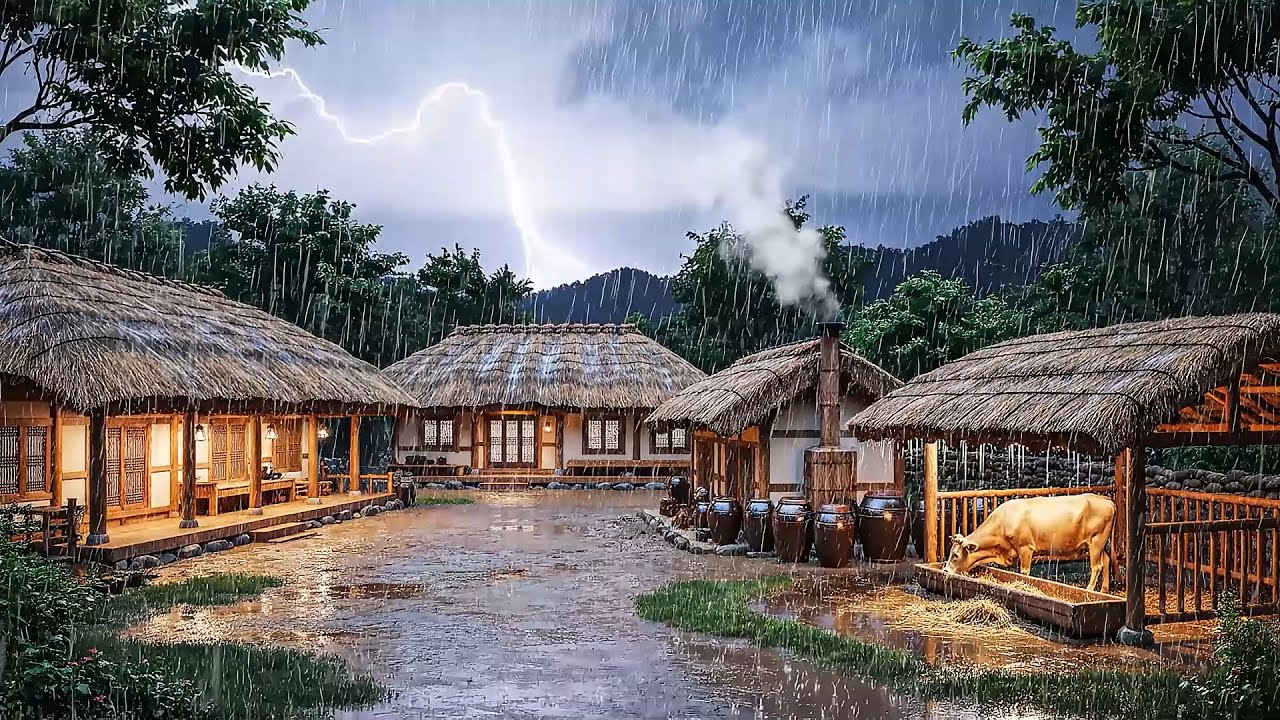 50~60 Countryside Thatched House Thunder & Rain & 50~60년대 시골 초가집 빗소리와 천둥