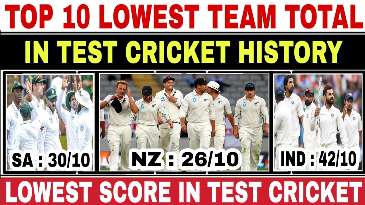 TOP 10 LOWEST SCORE IN TEST CRICKET | LOWEST TOTAL IN TEST CRICKET HISTORY