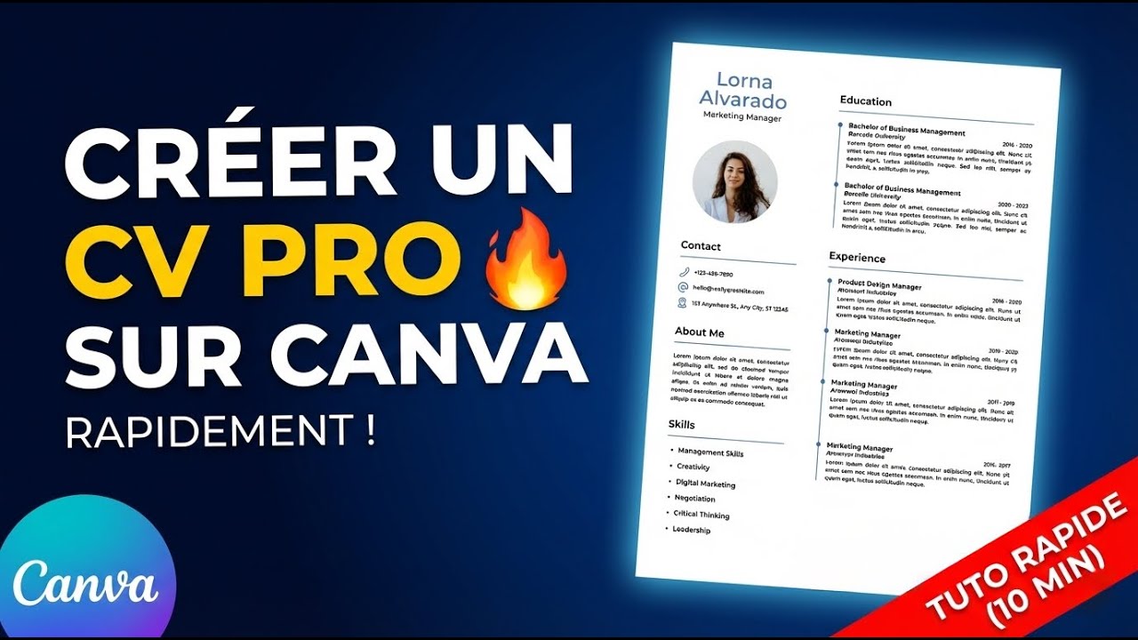 Crée un CV Professionnel en 10mn avec Canva | Tutoriel Simple & Rapide 😮