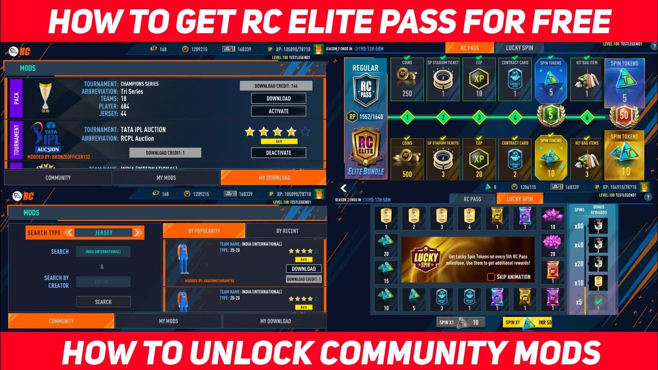 How To Get RC Elite Pass For Free | How To Unlock Community Mods In Real Cricket For Free New Trick