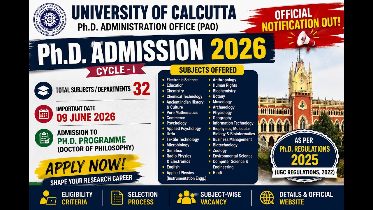 New PhD Admission Notice 2026 | Central University PhD Admission 2026 | Govt. University |