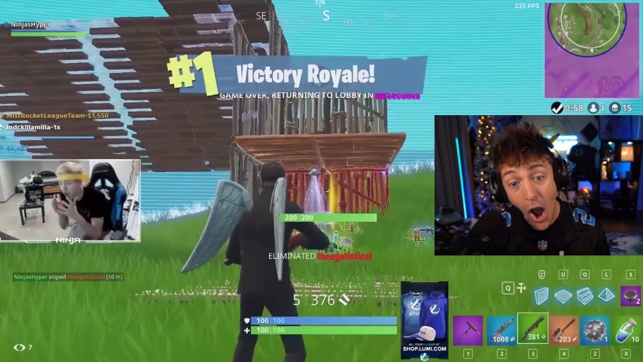 Ниндзя реагирует на свои лучшие снайперские удары в оригинальном Fortnite 2018!