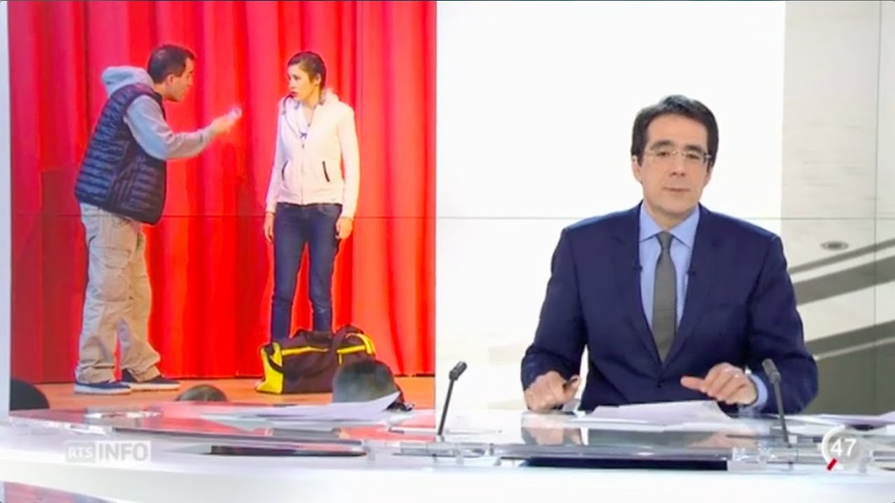 RTS UN, Téléjournal 19h30 sur la violence conjugale avec la Cie Caméléon