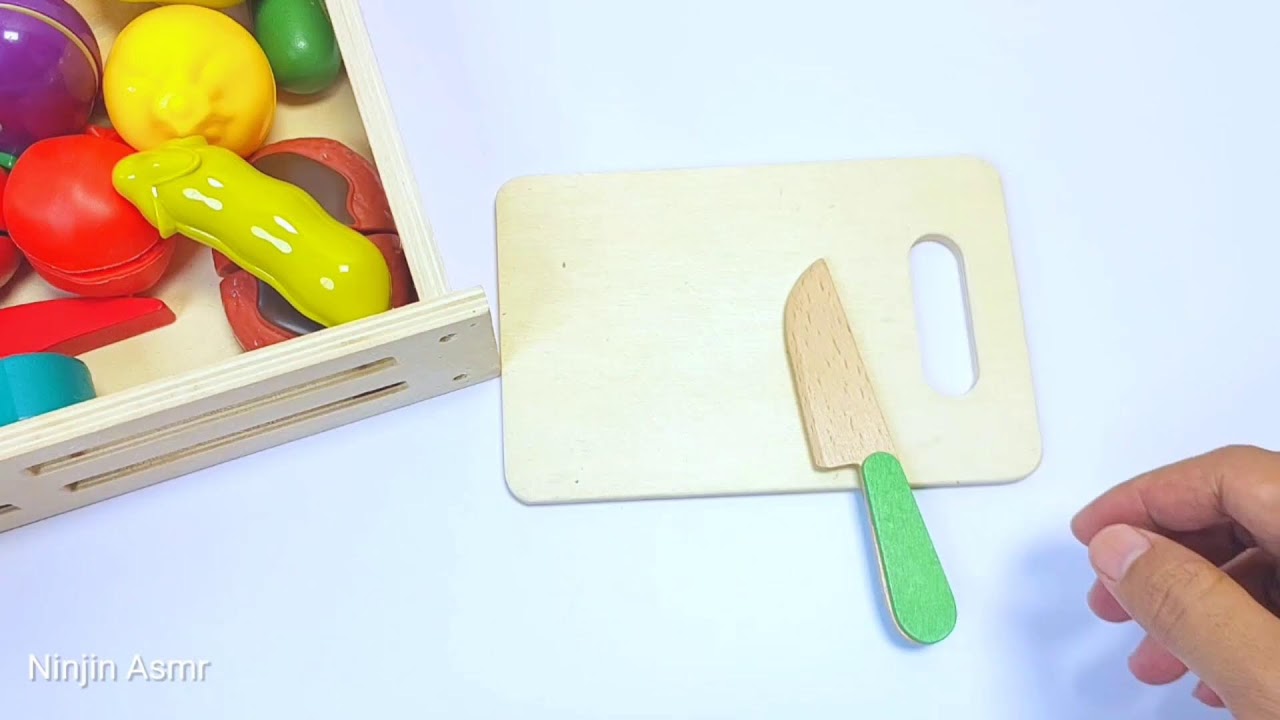 食材 野菜切り＆フルーツ切り | 木製 Drop Fruit, ASMR wooden fruits,ASMR toys fruit and vegetables