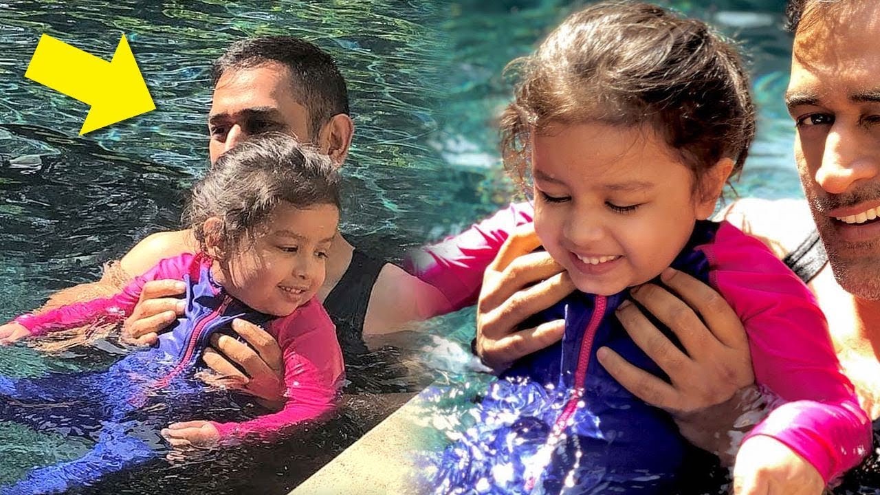 Ziva Dhoni CUTE Video While Swimming With Dad MS Dhoni