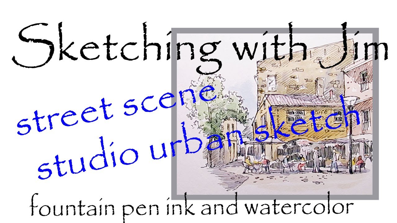 street restaurant ink and watercolor 