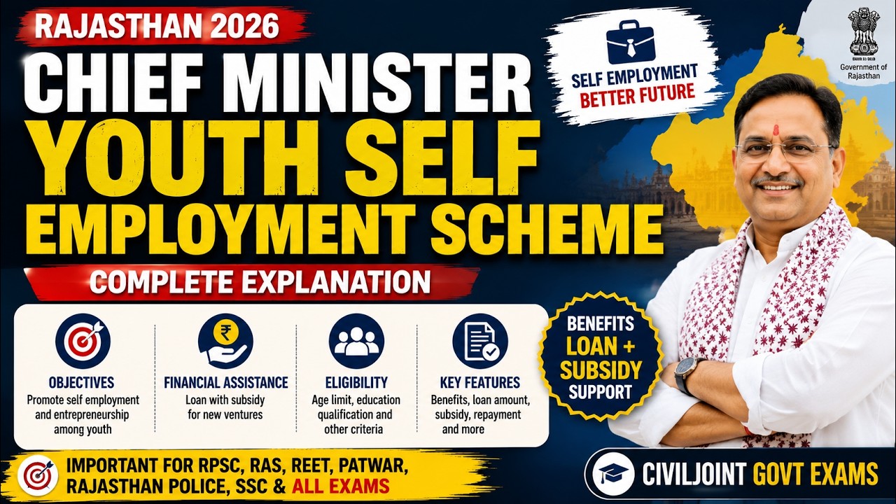 Chief Minister Youth Self Employment Scheme 2026 | Rajasthan Current Affairs | RPSC