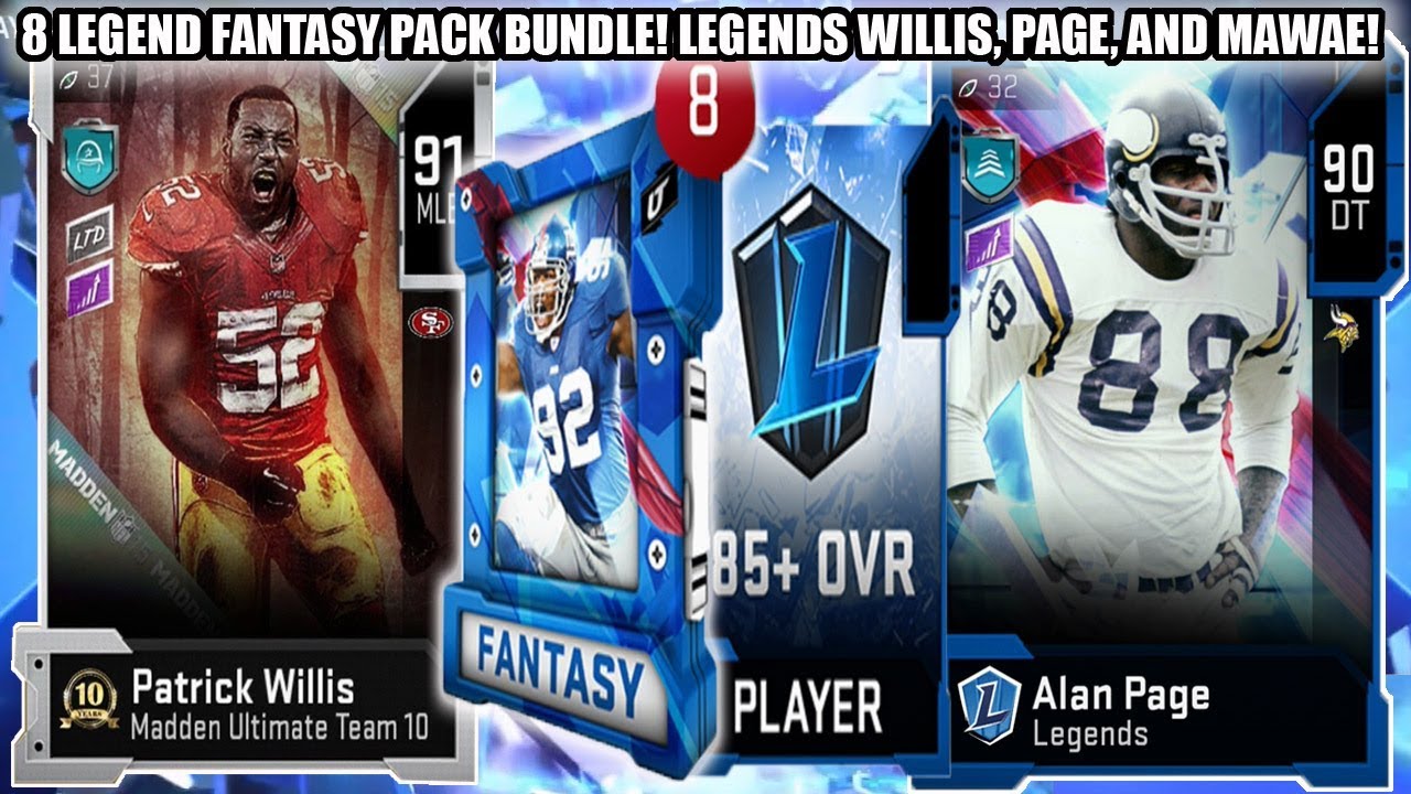 8 LEGENDS FANTASY PACK BUNDLE! LTD WILLIS, LEGENDS PAGE AND MAWAE! | MADDEN 20 ULTIMATE TEAM