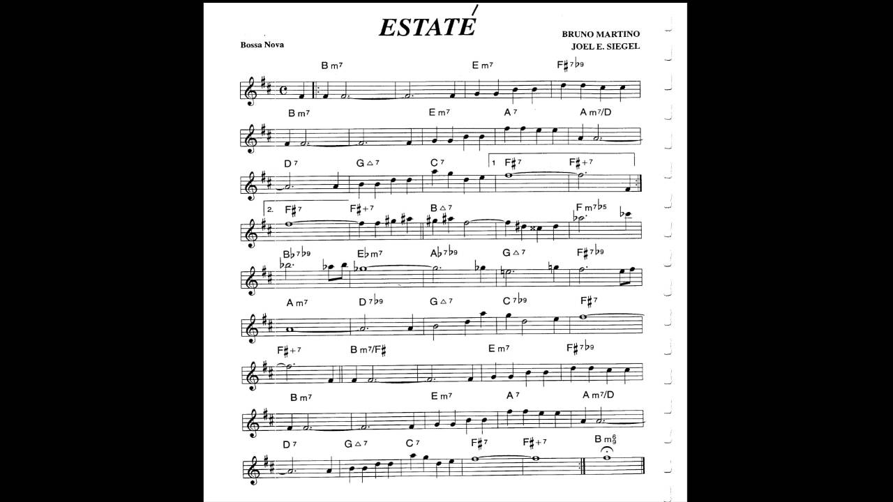 Estat&eacute; [Martino] (C key instr. score) Play along - Backing track