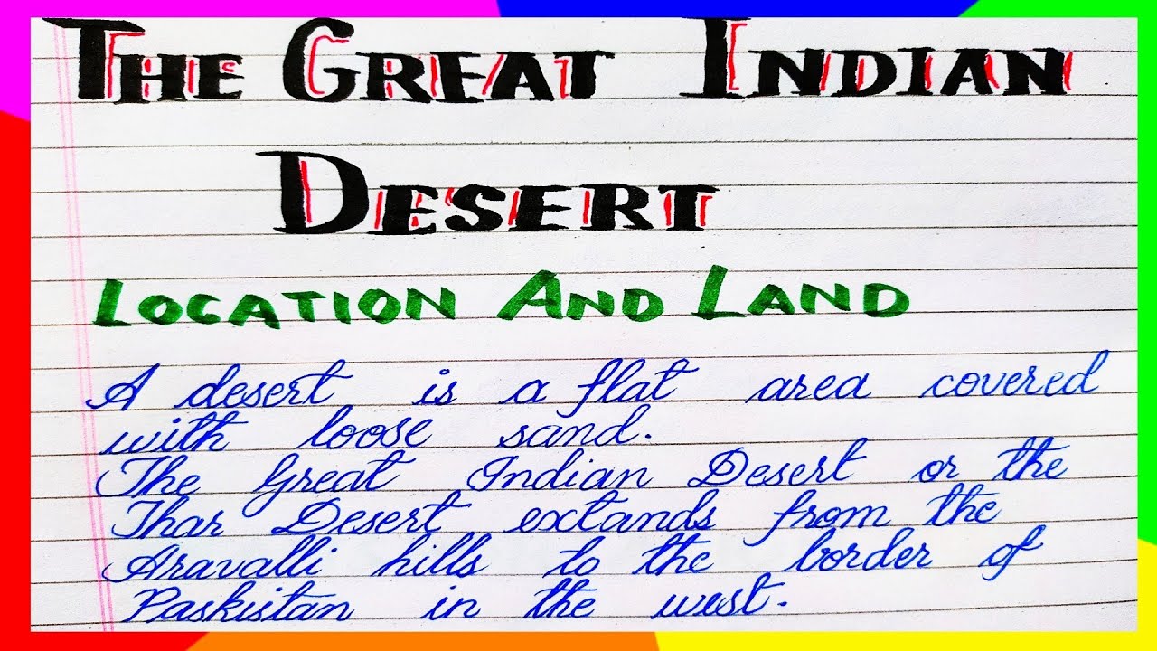 Short note on The Great Indian desert | essay on desert | Facts about indian desert