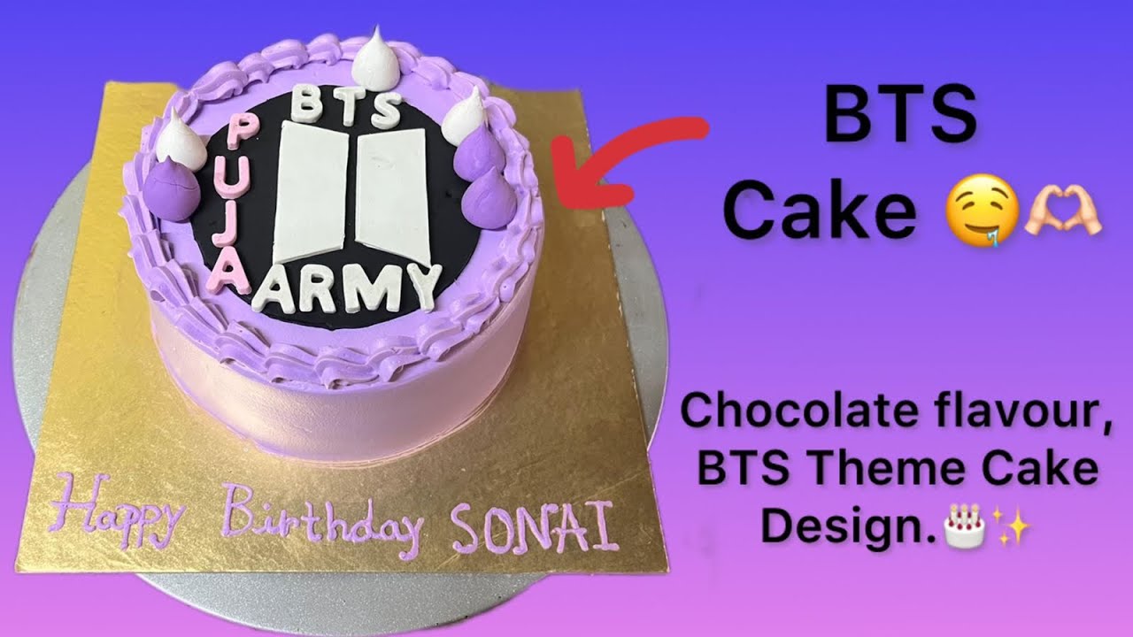 BTS theme cake .. 1 pound chocolate flavour cake 🎂