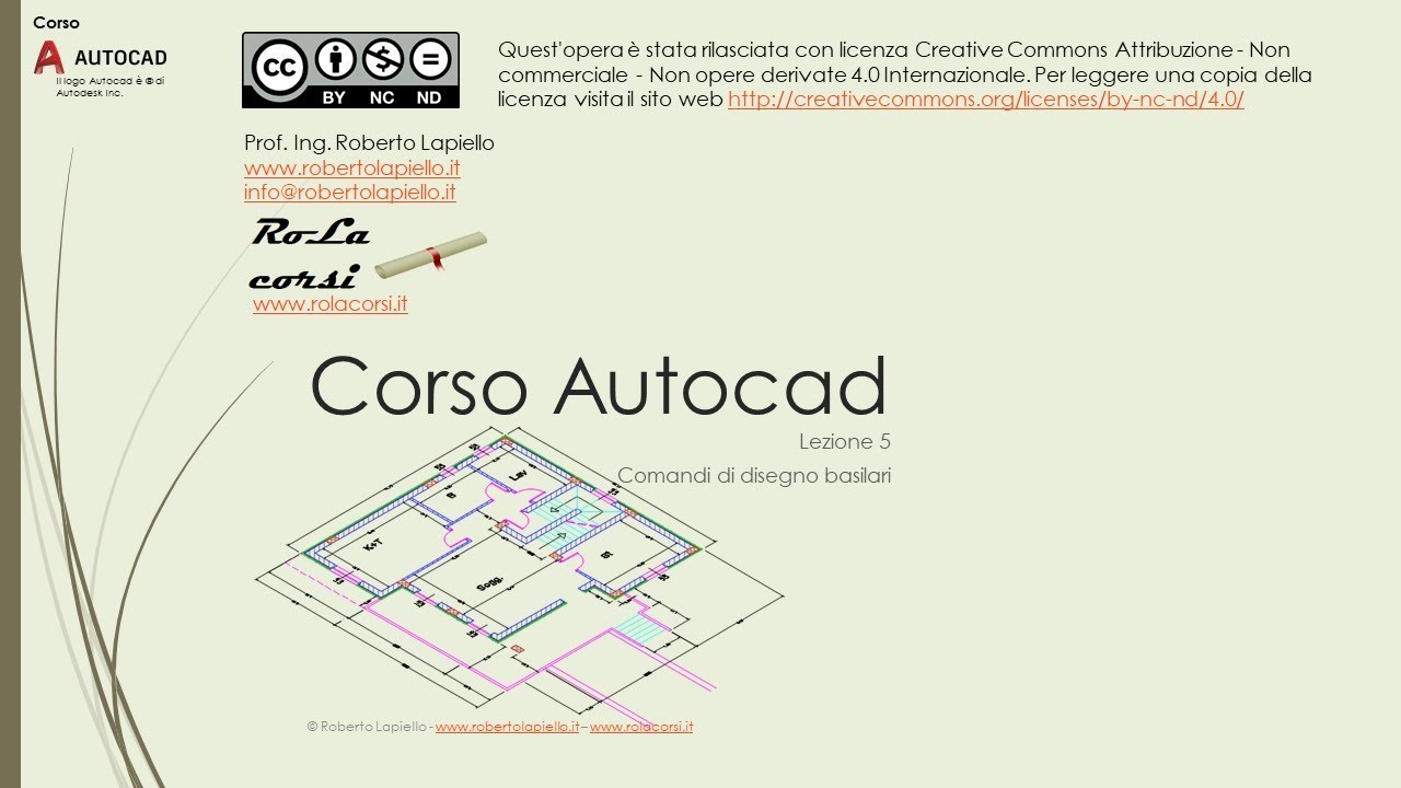 Corso Autocad - Lezione 5 -  Comandi di disegno basilari