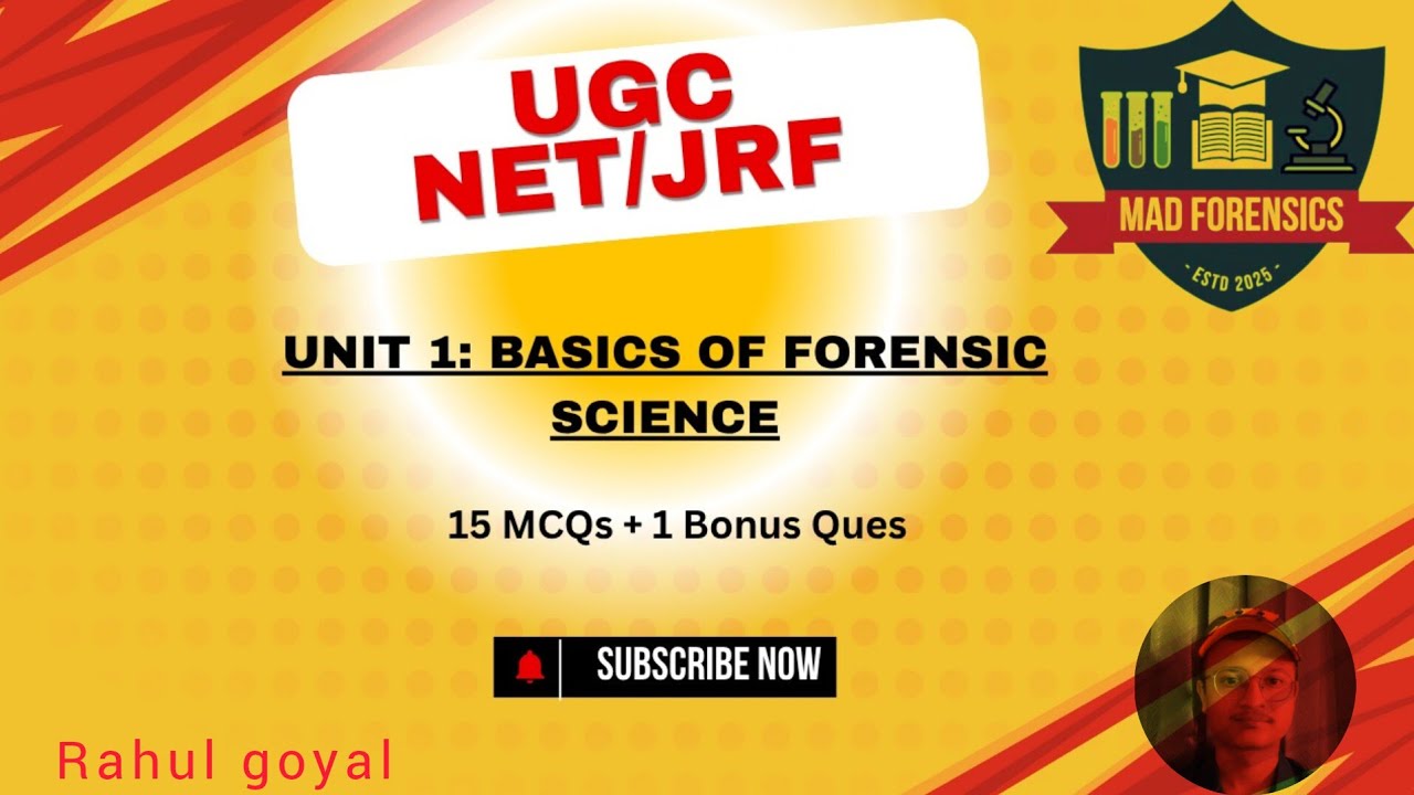 Forensic Science UGC NET/JRF Unit 1 | Basics of Forensic Science | 15 MCQs + 1 Bonus Question