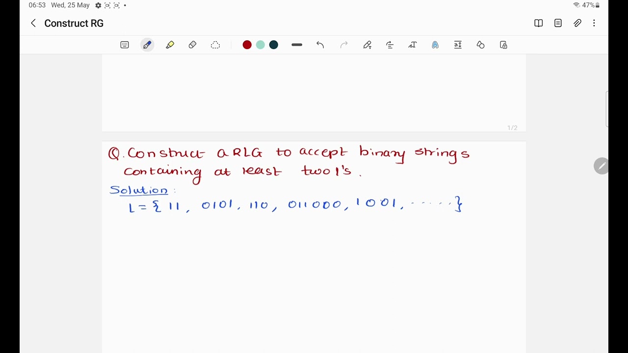 Construct RLG - Regular Grammar - RG