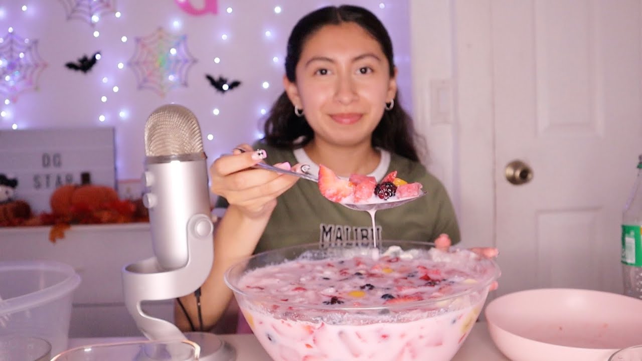 ASMR~Trying Hwachae Korean Fruit Bowl!! 🍓🍉🫐