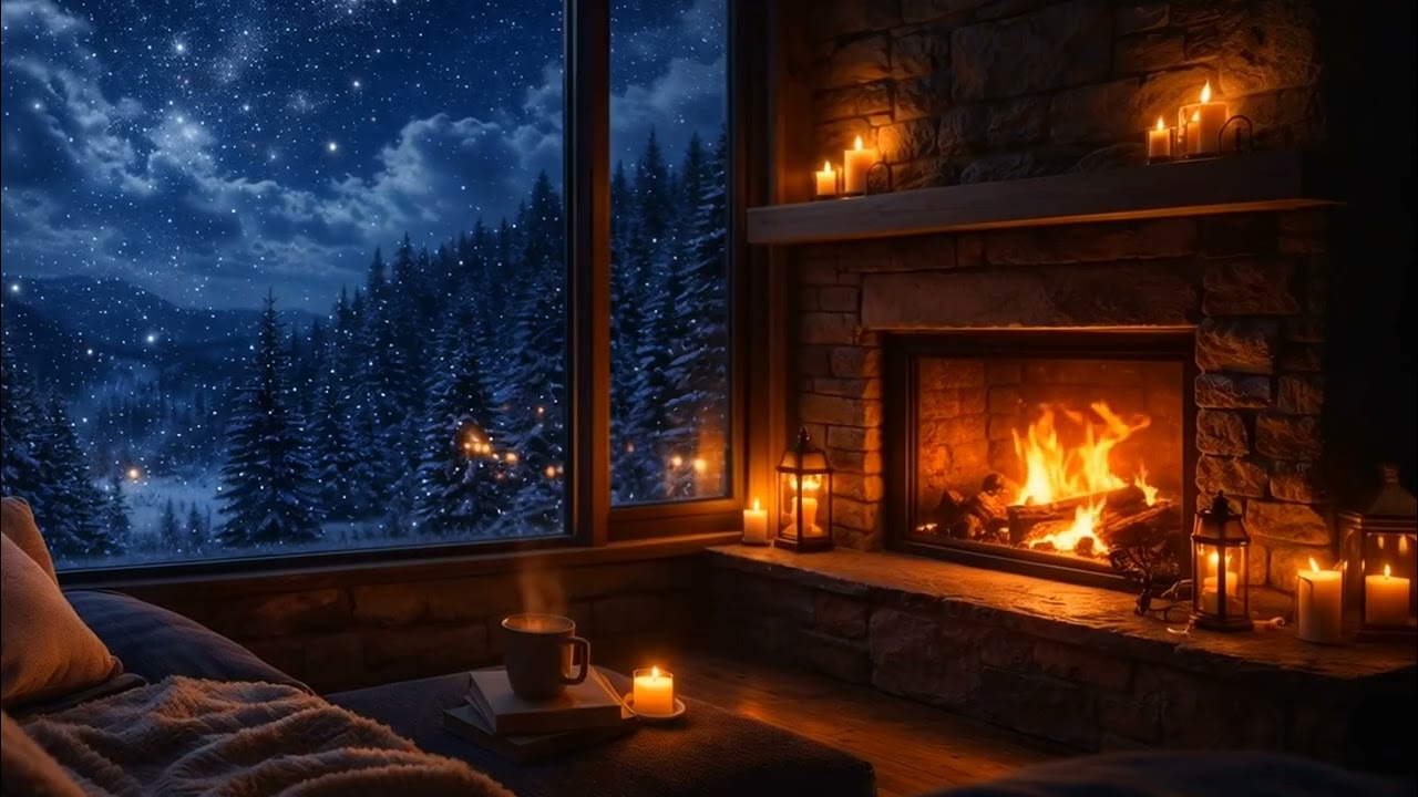 Fireplace Sounds with Relaxing Piano Music – Cozy Sleep Ambience 5 Hours 