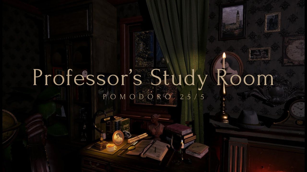 Pomodoro: 25/5 | a Professor&acute;s Study Room - Dark Academia ambience 📚🕰️ Vintage Study Vibes 📖🕯️