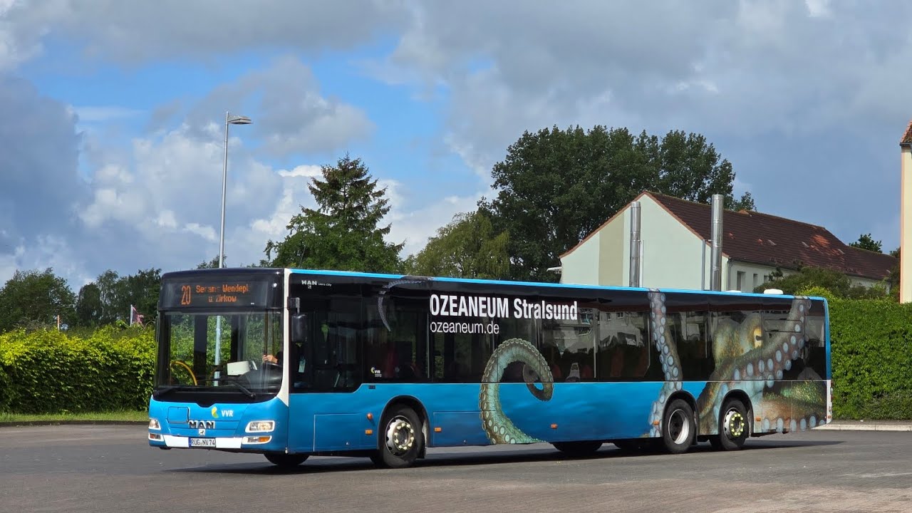 Rügen Bus|Mitfahrt im MAN Lion's City L auf der 20 von Bergen Busbahnhof bis Serams