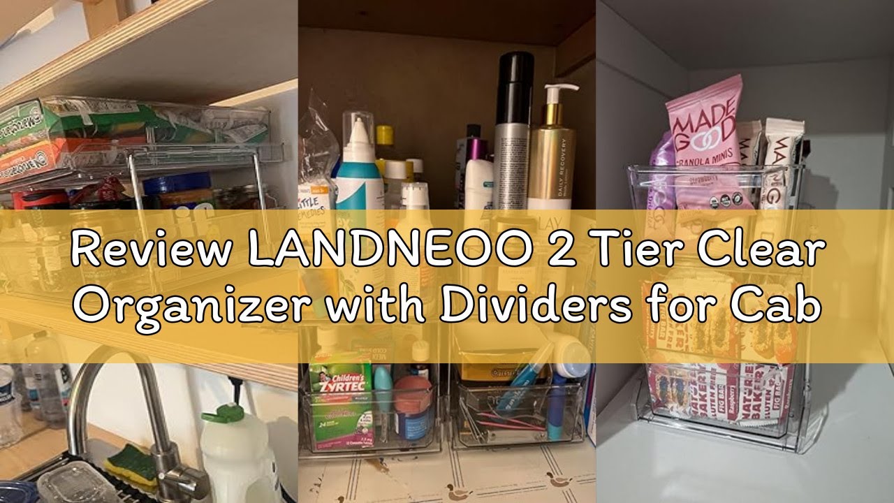 Review LANDNEOO 2 Tier Clear Organizer with Dividers for Cabinet, Shlef, Counter - MultiUse Slide-Ou