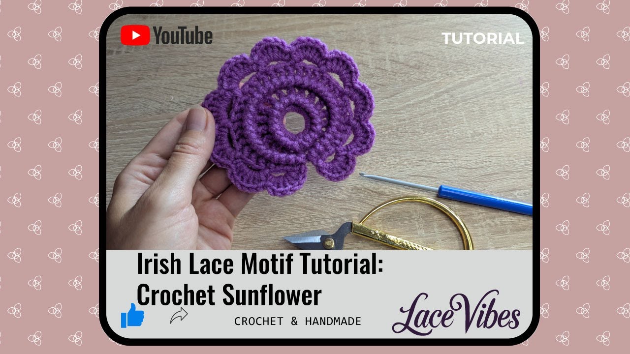 Irish Crochet Element &ndash; Sunflower | Freeform Lace Motif