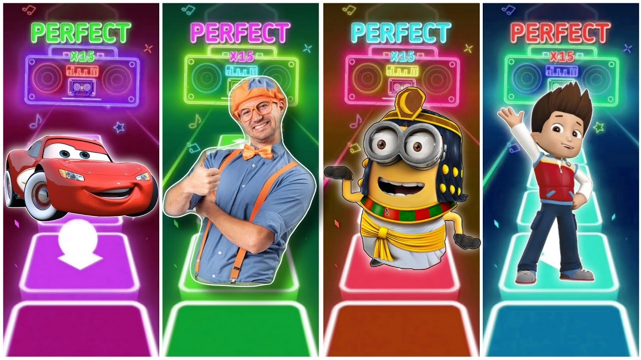 McQueen vs Blippi vs Minions vs Ryder in Tiles hop EDM Rush🎶