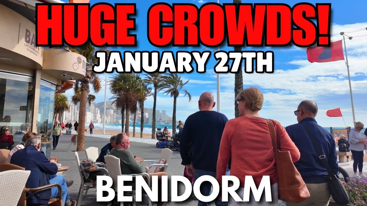 Benidorm - CROWDED Levante Beach, Busy Bars & HEAVY WINDS! 😱🏖️