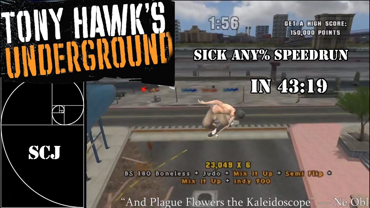 Tony Hawk's Underground Sick Any% Speedrun in 43:19 [WR 1/22/20]