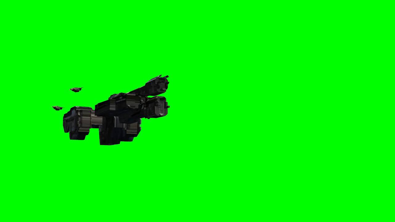 Space ship - Halo 3 UNSC Frigate - green screen effect