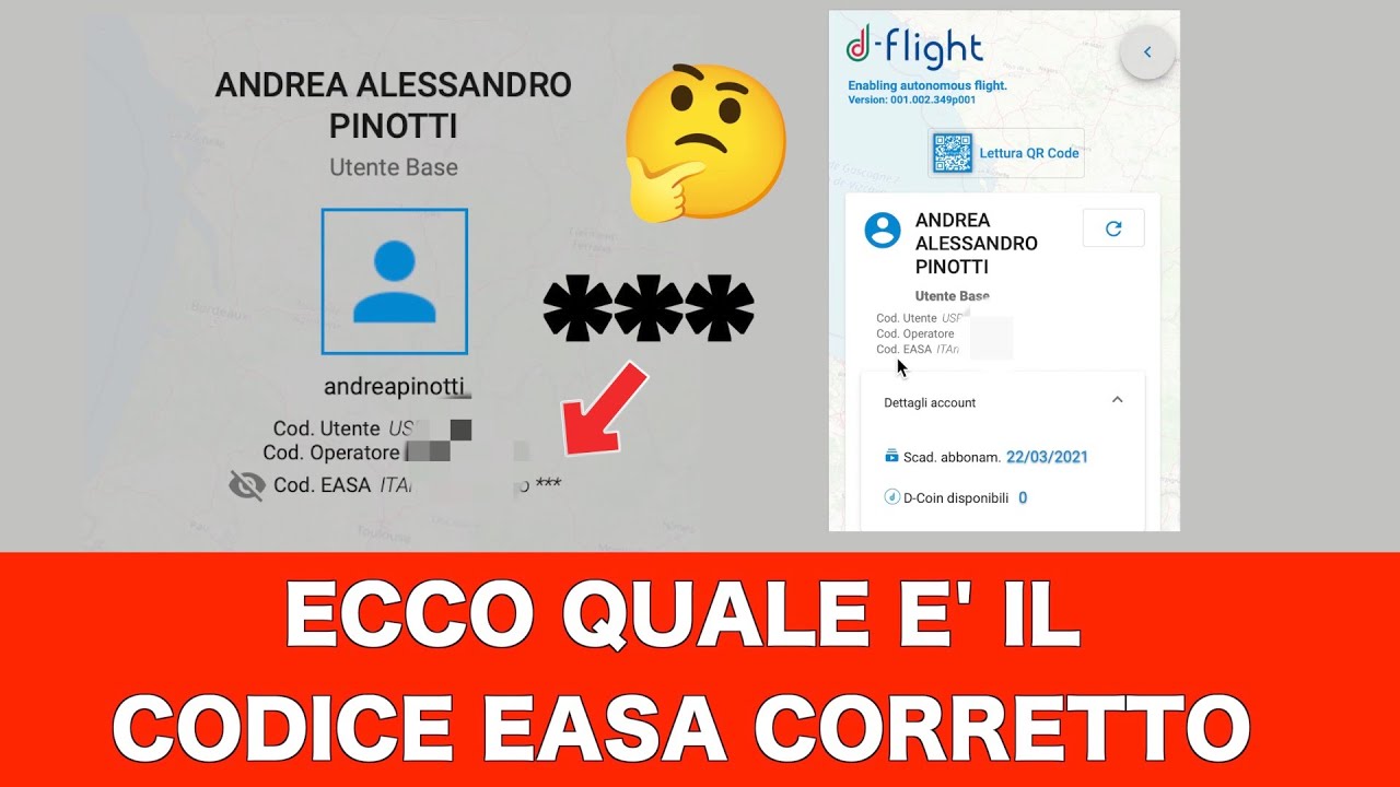 ECCO QUALE E' IL CODICE EASA CORRETTO DA METTERE SUL DRONE