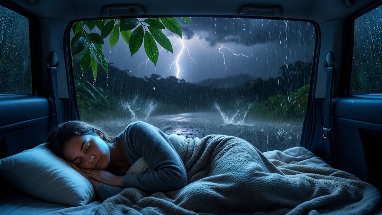 Dormez en 5 minutes avec le doux bruit de la pluie dans une forêt brumeuse la nuit 🌧️