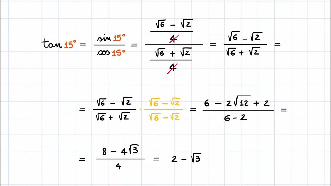 Formule di Sottrazione - Esercizio (Calcolo Funzioni Goniometriche Angolo Non Notevole 15°)
