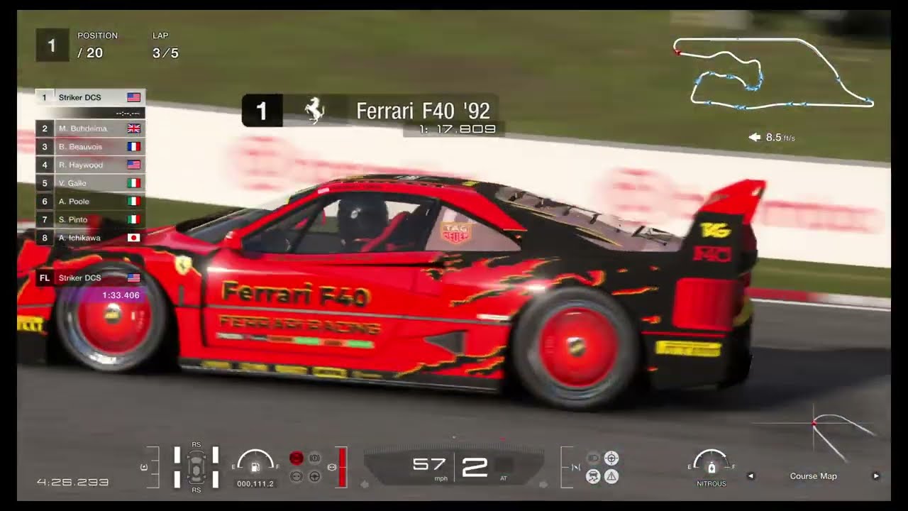 GT7 - Ferrari F40 '92 with F140B-Enzo Engine Swap - European Clubman Cup 600 - Deep Forest Raceway