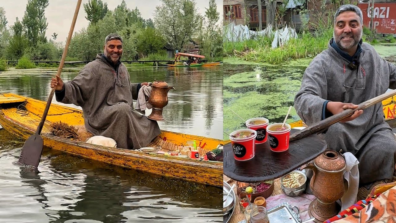 Most Famous Kahwa of Kashmir😱😱 झील के बीच में ही मिलता है ये😳😳 Indian Street Food | Srinagar