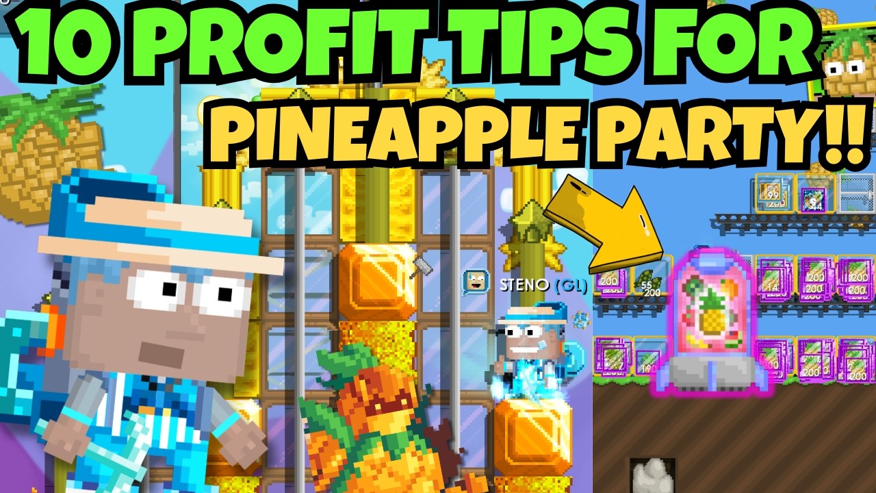 10 СОВЕТОВ, КАК РАЗБОГАТЕТЬ НА СУПЕР ВЕЧЕРИНКЕ С АНАНАСАМИ!! 🍍 | GrowTopia