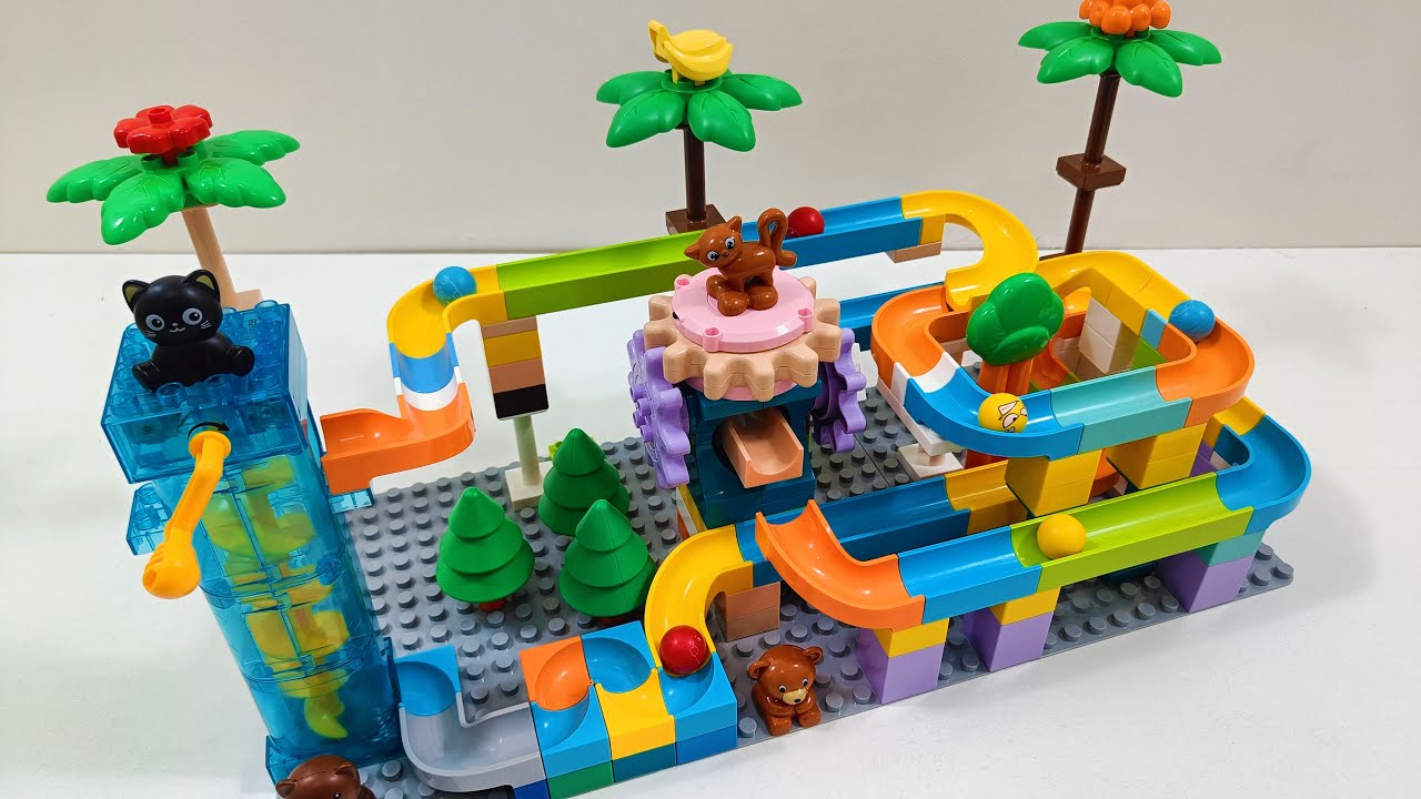 WOW! LEGO DUPLO Animal Marble Run Playground 🐱🐵🌴 Pure ASMR