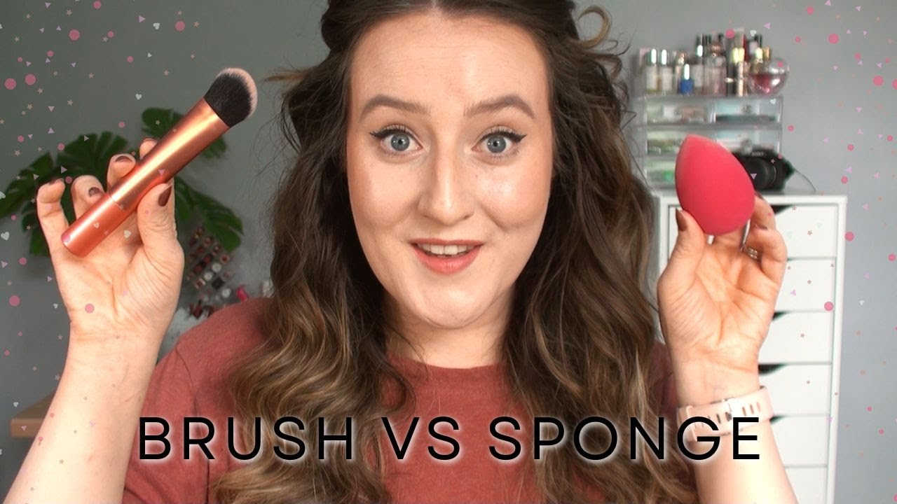 REAL TECHNIQUES SEAMLESS COMPLEXION BRUSH vs MAKEUP SPONGE! Testing *NEW* Brush With A Full Face! no