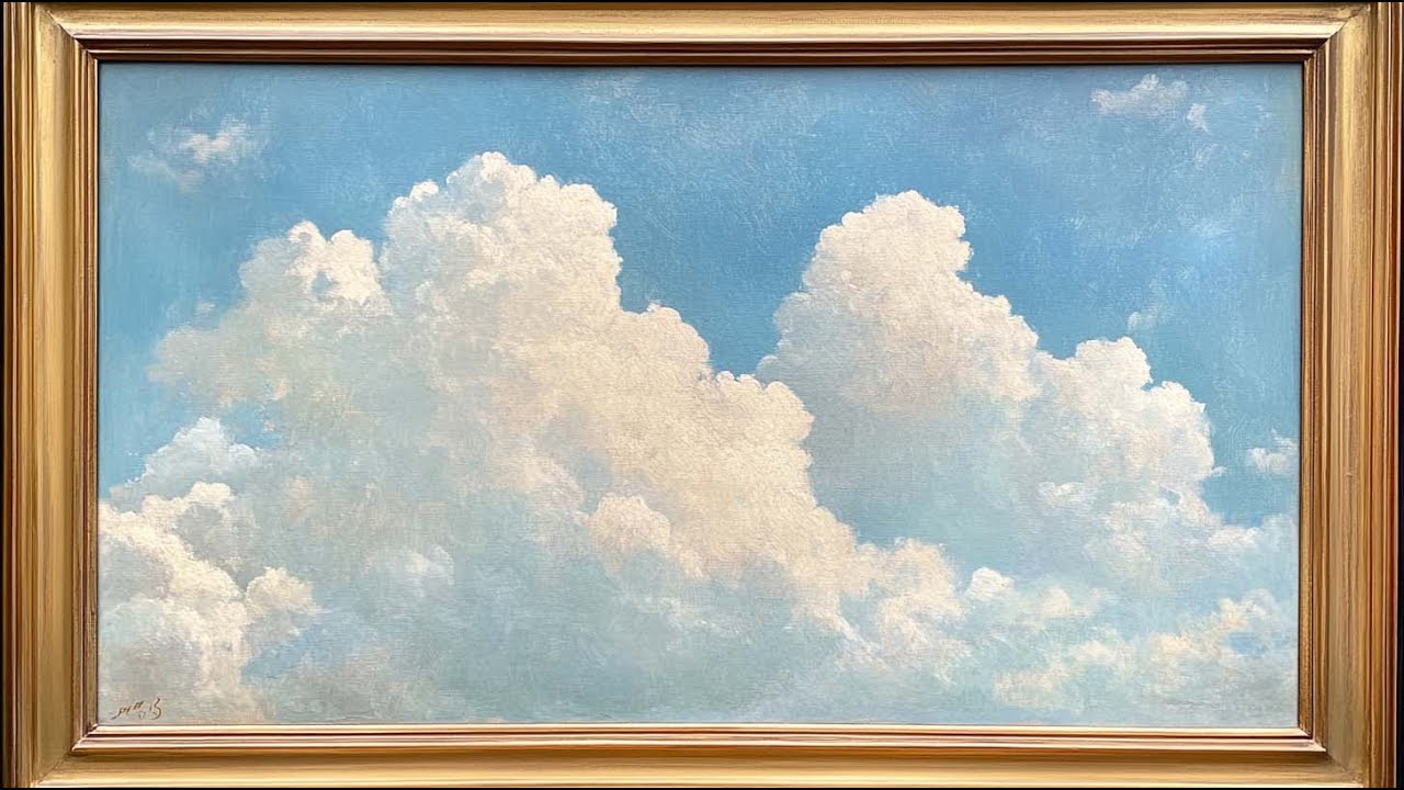 Soft Clouds TV Art | Gold Frame | Cloud TV Screensaver