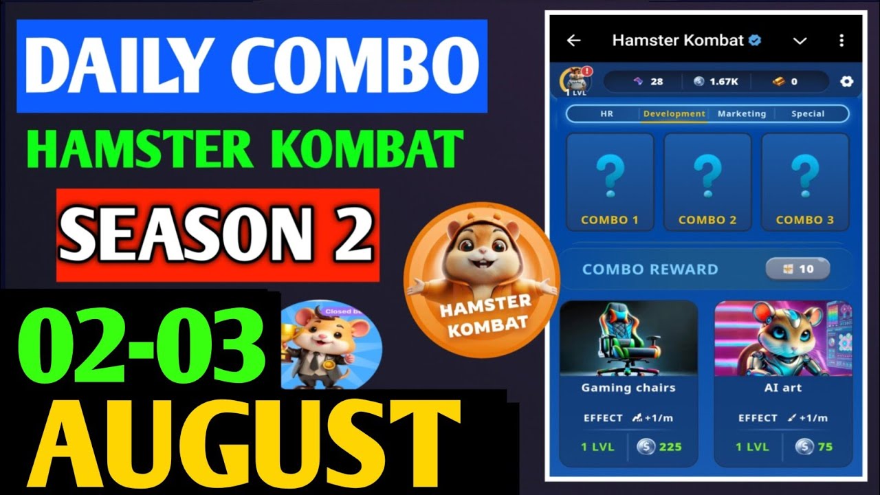 HAMSTER KOMBAT GAMEDEV DAILY COMBO | HAMSTER KOMBAT DAILY COMBO | 2-3 AUGUST HAMSTER DAILY COMBO