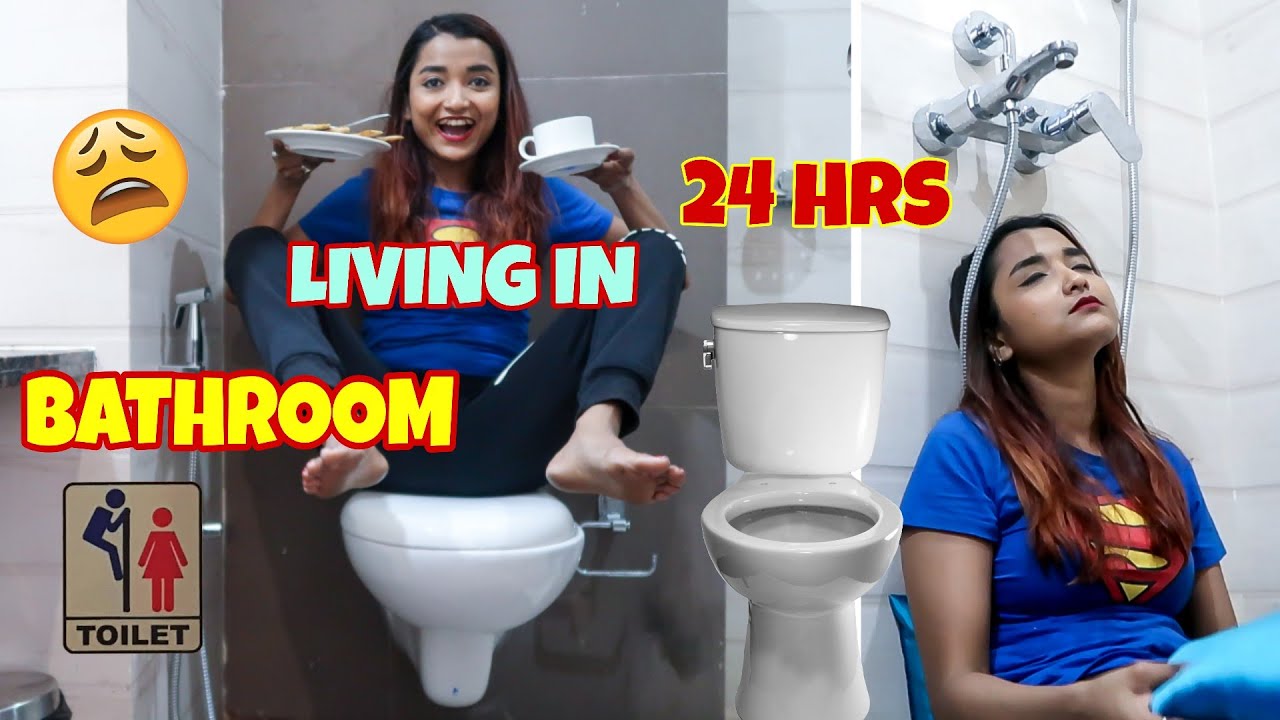 LIVING in BATHROOM For 24 HOURS CHALLENGE - OVERNIGHT in BATHROOM - Most DISGUSTING Challenge INDIA