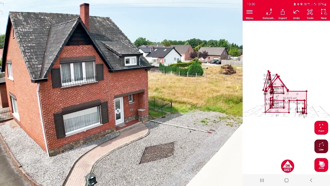 Live meting Leica Disto X6 - tekenen in de Disto Plan App