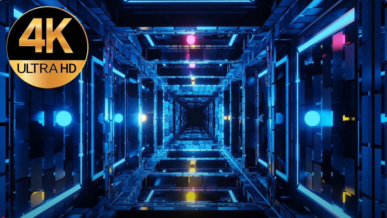 6 hour TV 4k Squar Metallic Blue Color Relaxing Abstract  Meditation Video Tunnel Background loop