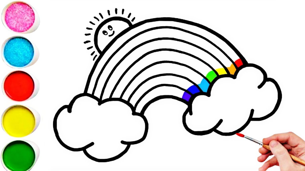 Cute Rainbow Cloud Drawing, Painting & Coloring For Kids and Toddlers_ Kids Art