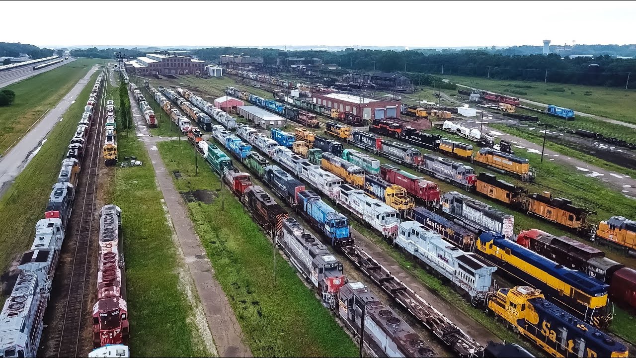 National Railway Equipment Yard 2018 Update in Silvis Illinois by Drone 4K