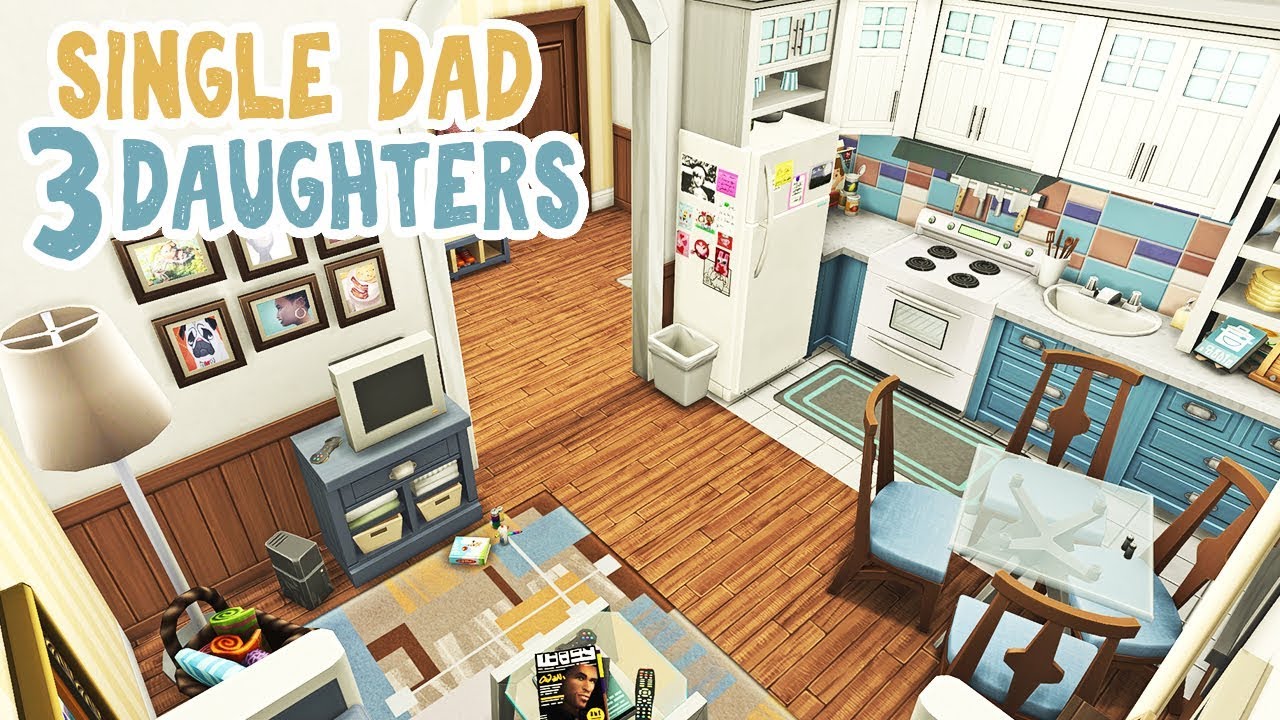 Single Dad And 3 Daughters || The Sims 4 Apartment Renovation: Speed Build