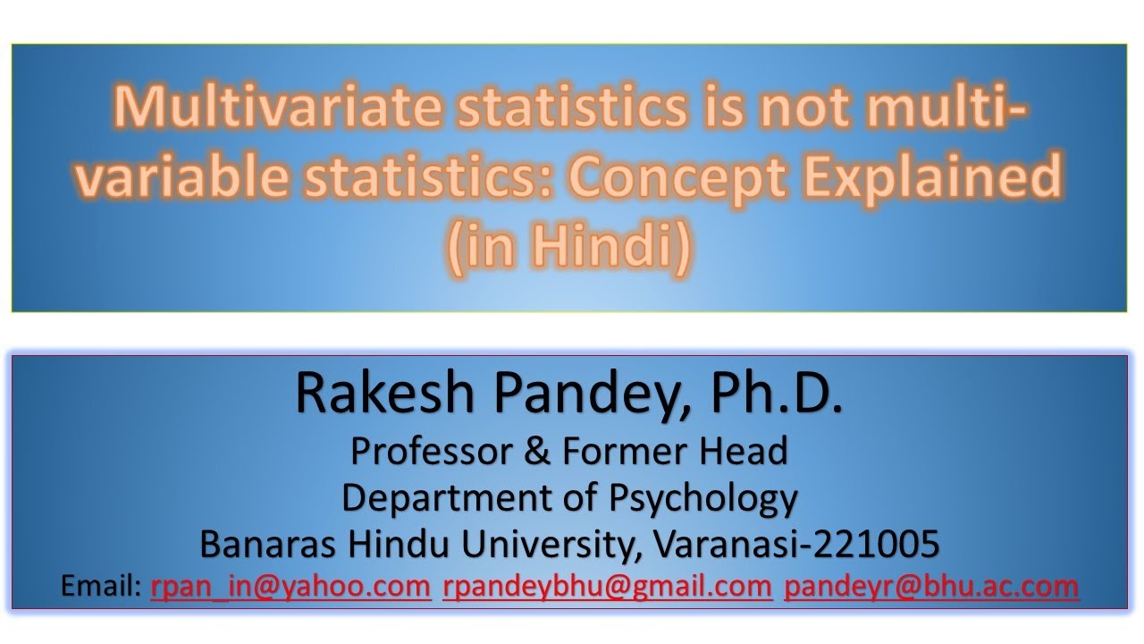 Multivariate statistics is not multi variable  #HIndi #video