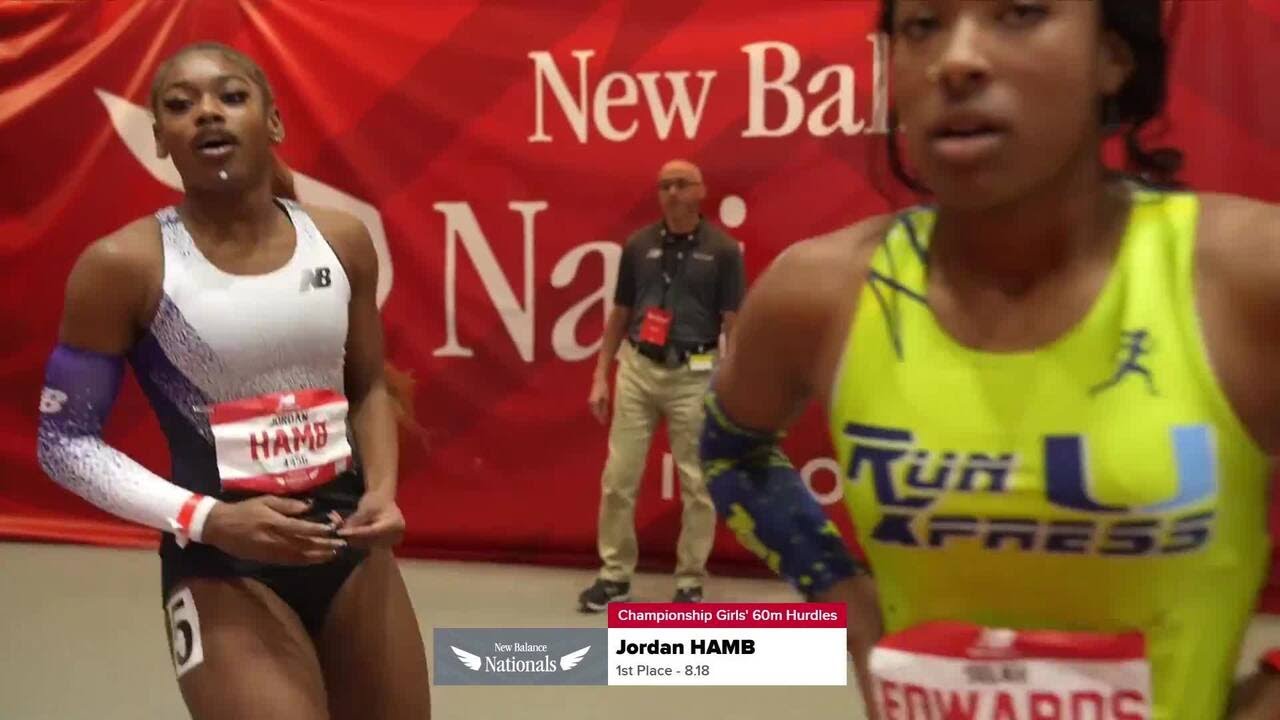 Финал чемпионата среди девушек по бегу на 60 метров с барьерами - New Balance Nationals Indoor 20...