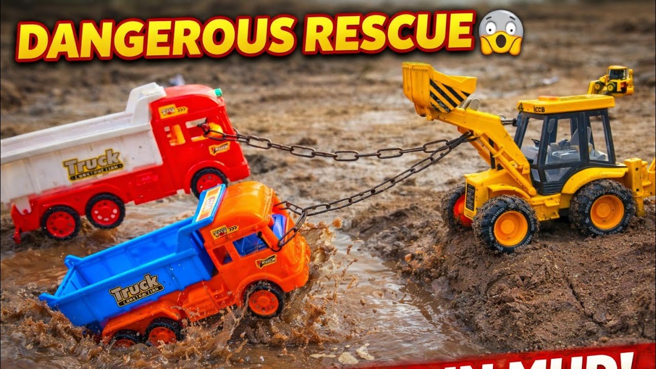 JCB 5CX fully loading Red muram Tata truck 2518 | Sonalika rx60 tractor | jcb cartoon 
