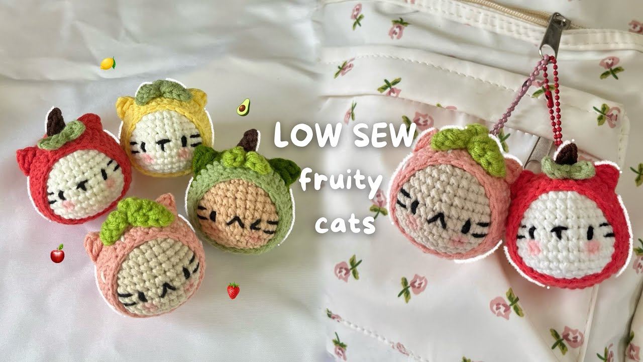 🍎🐱 Фруктовые коты без швов | Урок вязания крючком для начинающих
