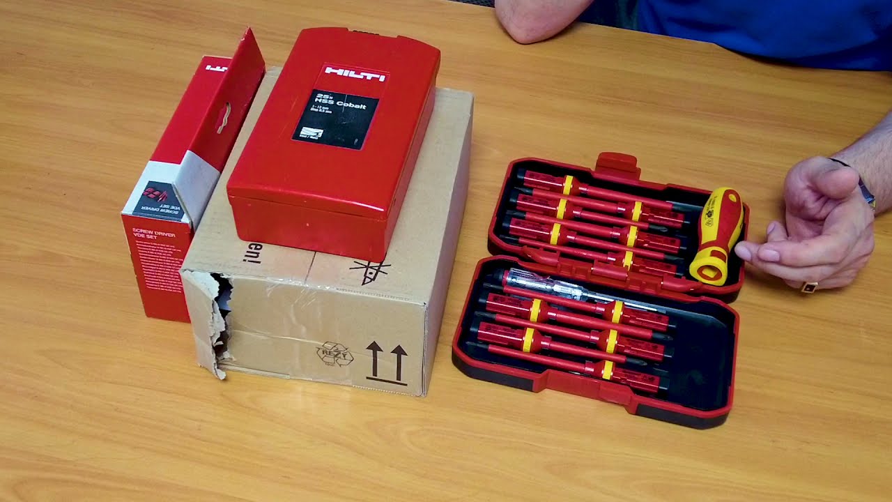 370. Hilti tools - S-SD-S VDE QC screwdriver set, HSS Cobalt drill set, HSS CS M3-M10 countersink.