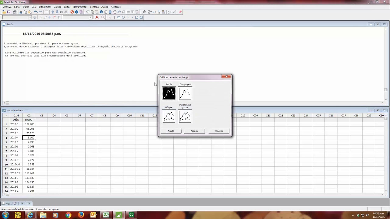Pronósticos de Series de Tiempo con MINITAB